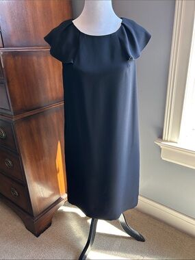Banana Republic Black Flutter-Sleeve Midi Dress